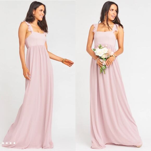 Show Me Your Mumu June Bridesmaid Wedding Maxi Dress in Neutral Mauve Chiffon - Picture 5 of 15